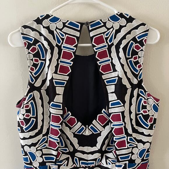 Sea New York Midi Sheath Dress Women 10 Multi-Color Laser Cut Geometric Print - Picture 3 of 12